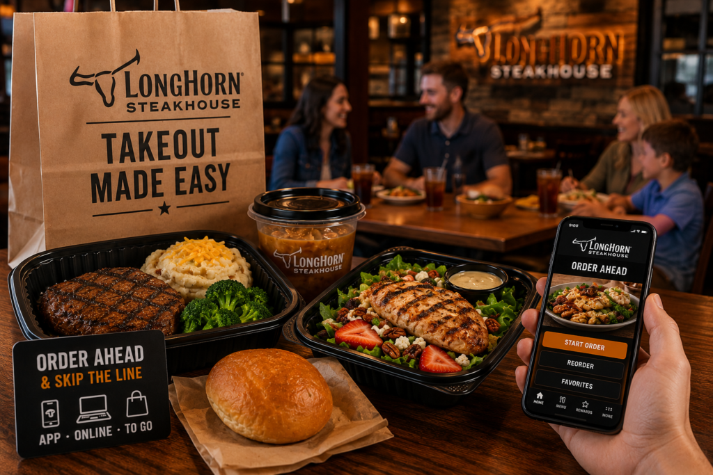 LongHorn Steakhouse dine-in and takeout lunch experience with family and coworkers