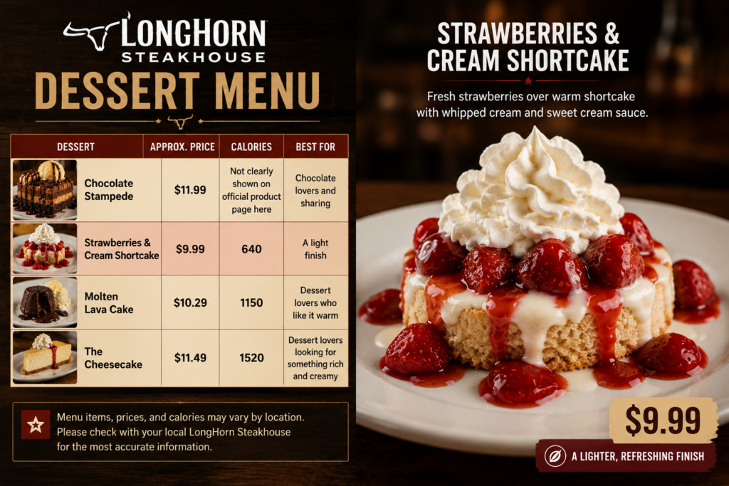 LongHorn Strawberries & Cream Shortcake dessert