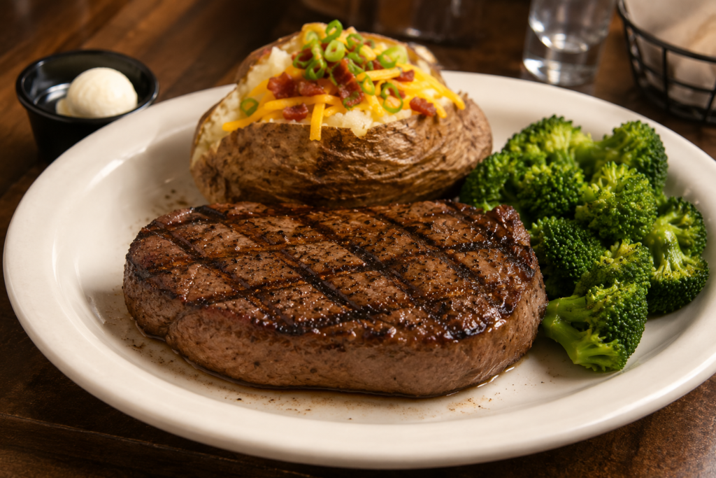 Sides and Salads I Trust
Image Heading:
Gluten-Friendly LongHorn Side Dishes
Alt Text:
Baked potato steamed broccoli asparagus and side salad at LongHorn Steakhouse
