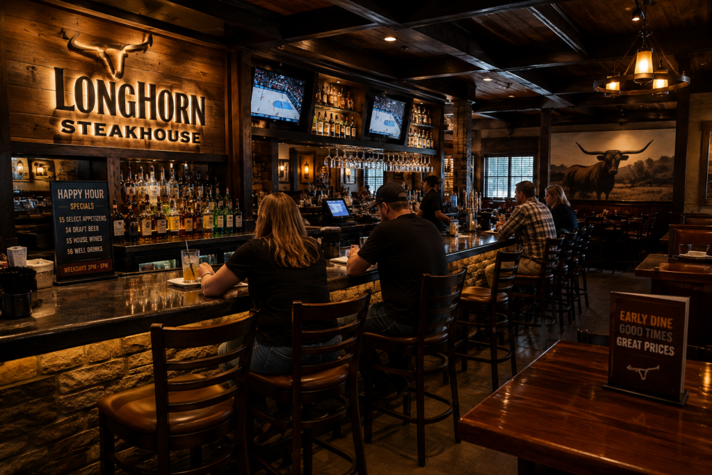 LongHorn Happy Hour bar area in the afternoon