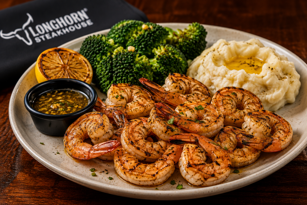 LongHorn grilled shrimp with vegetable sides