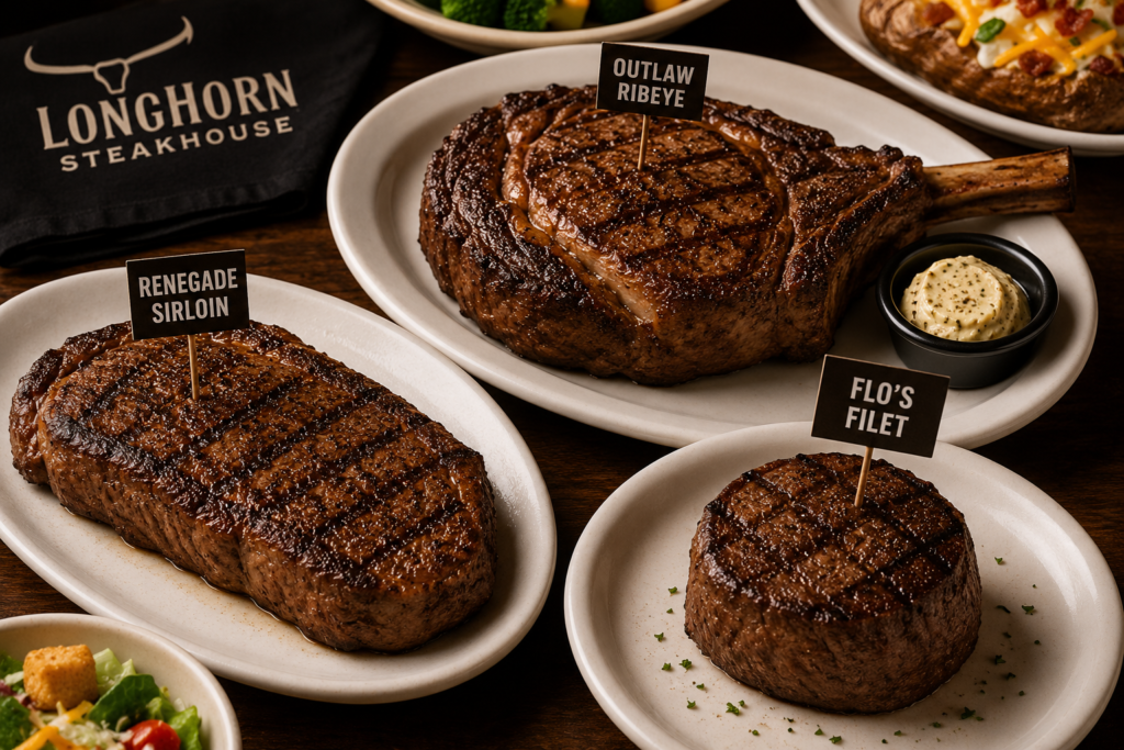 LongHorn Steakhouse steaks including Outlaw Ribeye and Renegade Sirloin