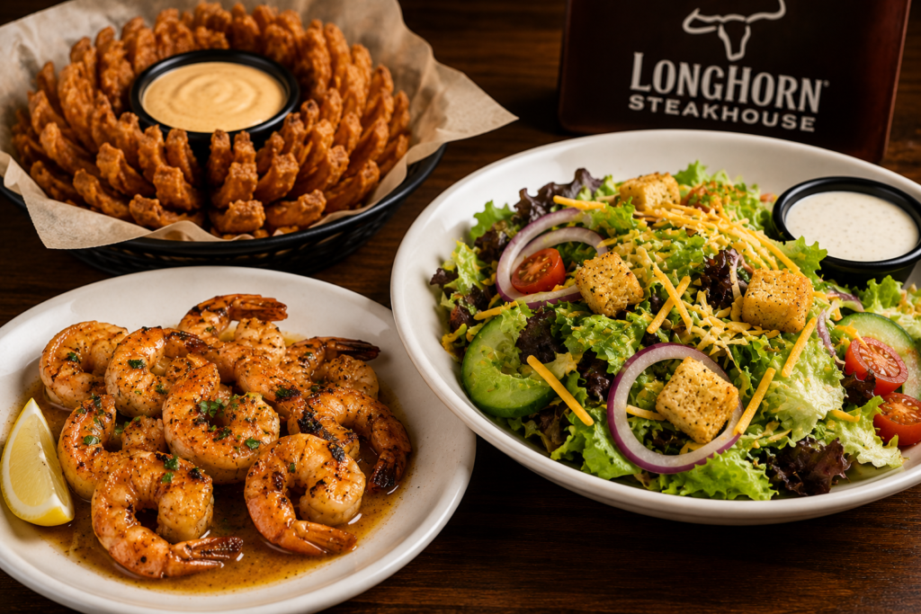 LongHorn shrimp and salad side dishes