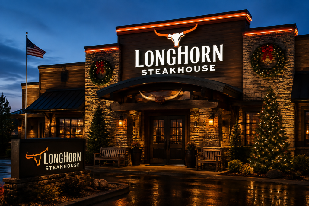 LongHorn Steakhouse holiday hours and restaurant exterior