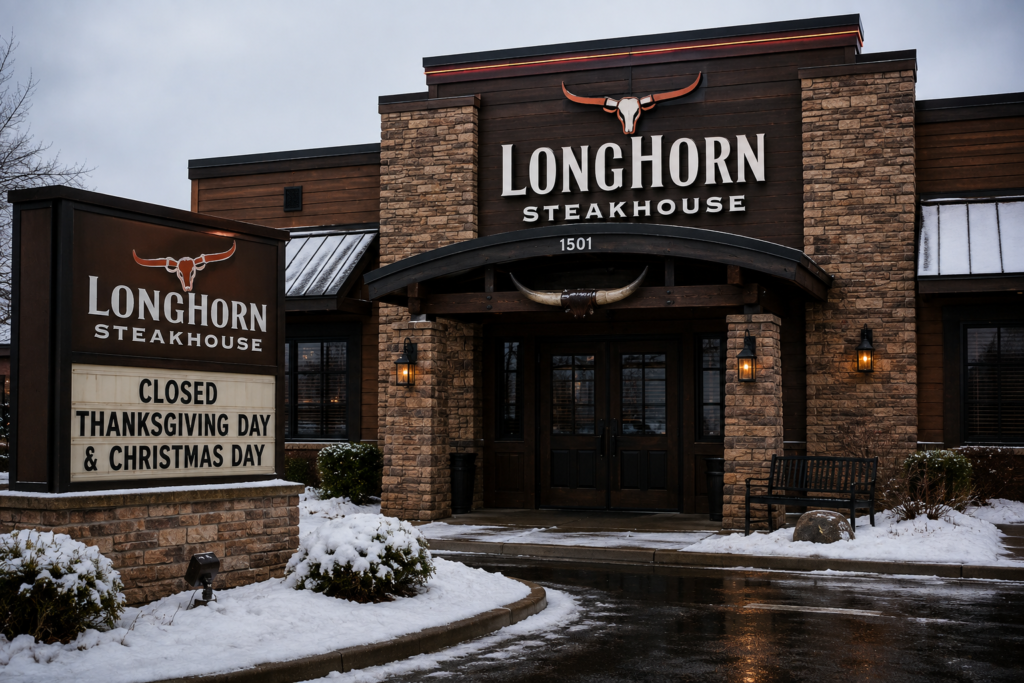LongHorn Steakhouse closed on Thanksgiving and Christmas Day
