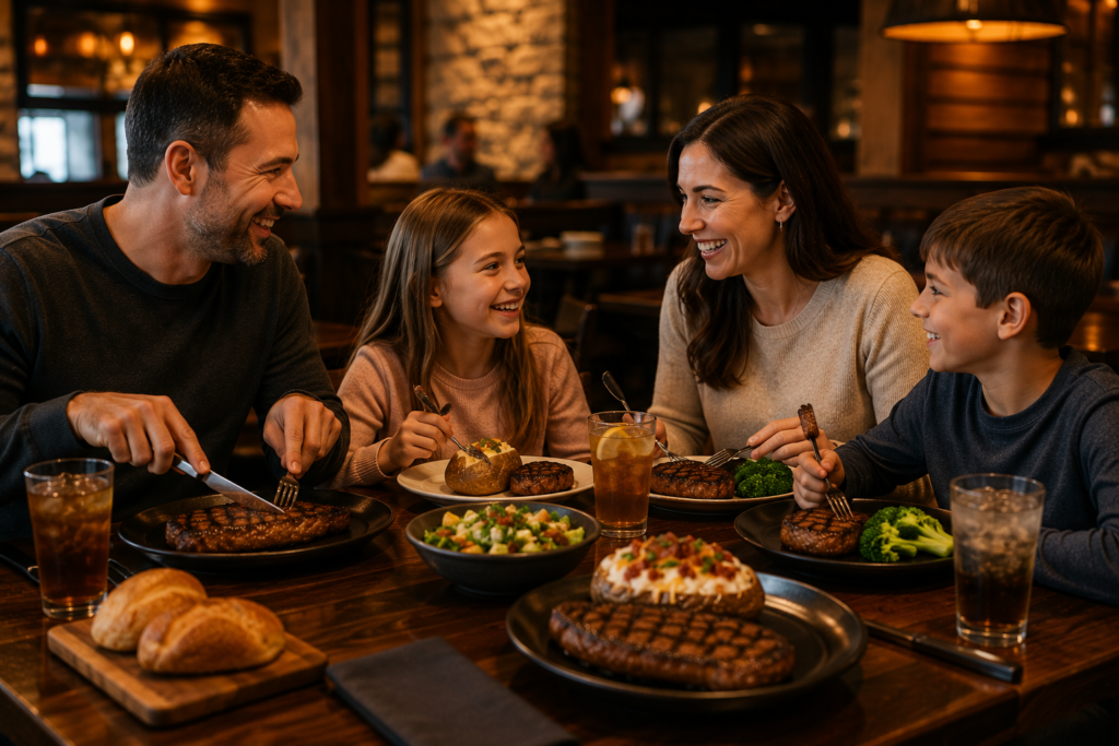 Family enjoying a safe meal at LongHorn Steakhouse