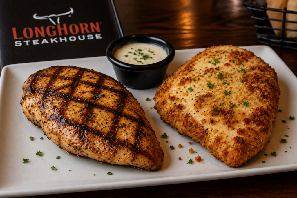 LongHorn chicken menu grilled and Parmesan Crusted chicken
