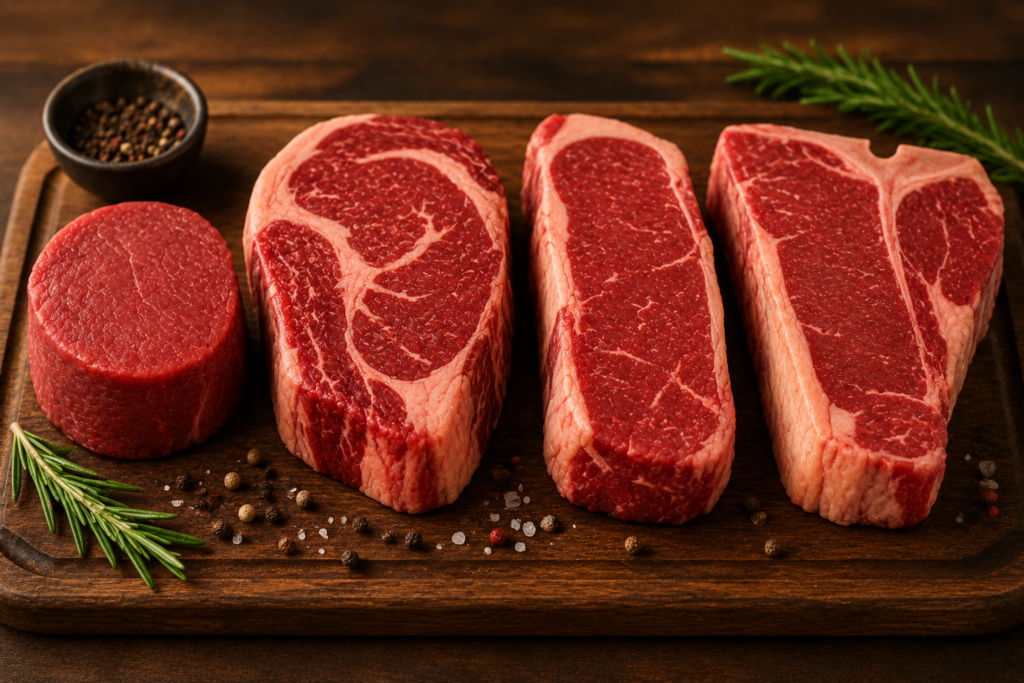 LongHorn steak cuts including filet ribeye sirloin and strip--