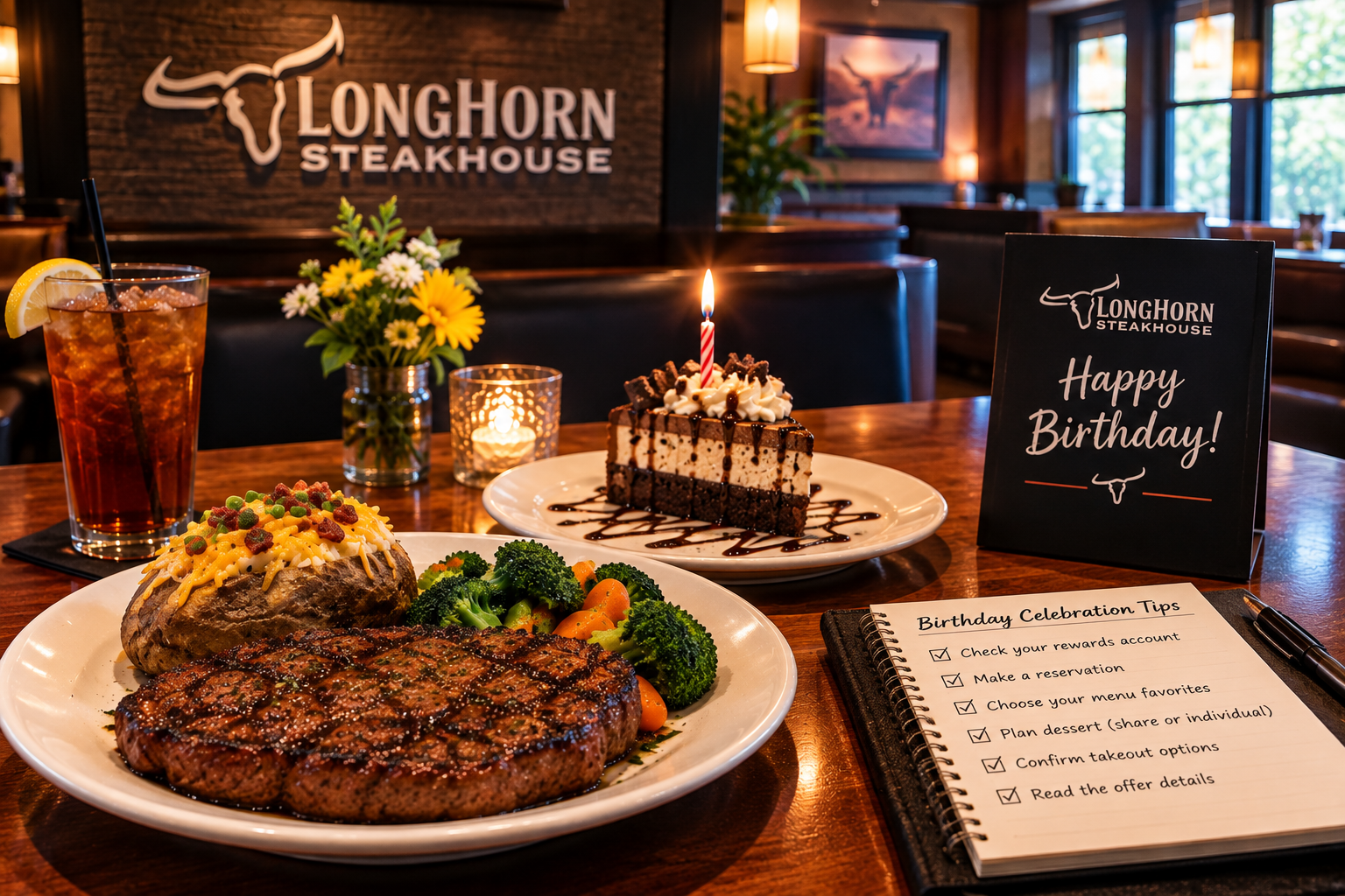 LongHorn Steakhouse birthday celebration tips and dinner
