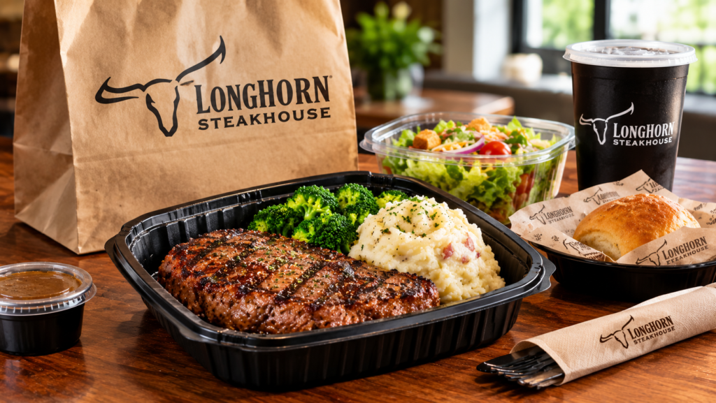 LongHorn Steakhouse to-go meal ready for pickup