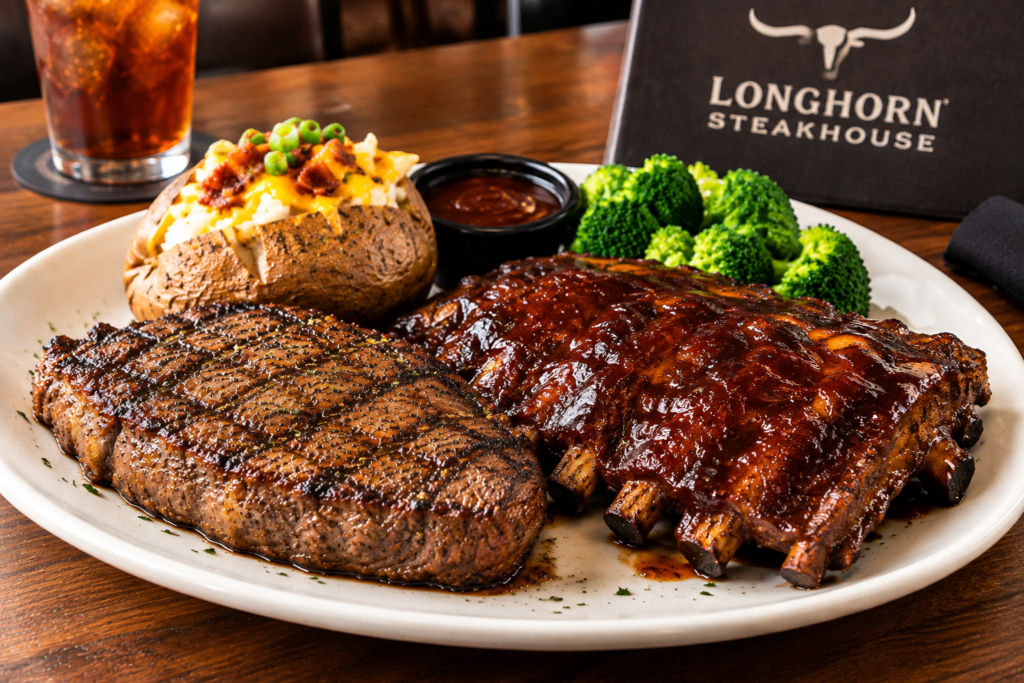 LongHorn sirloin steak and ribs combo